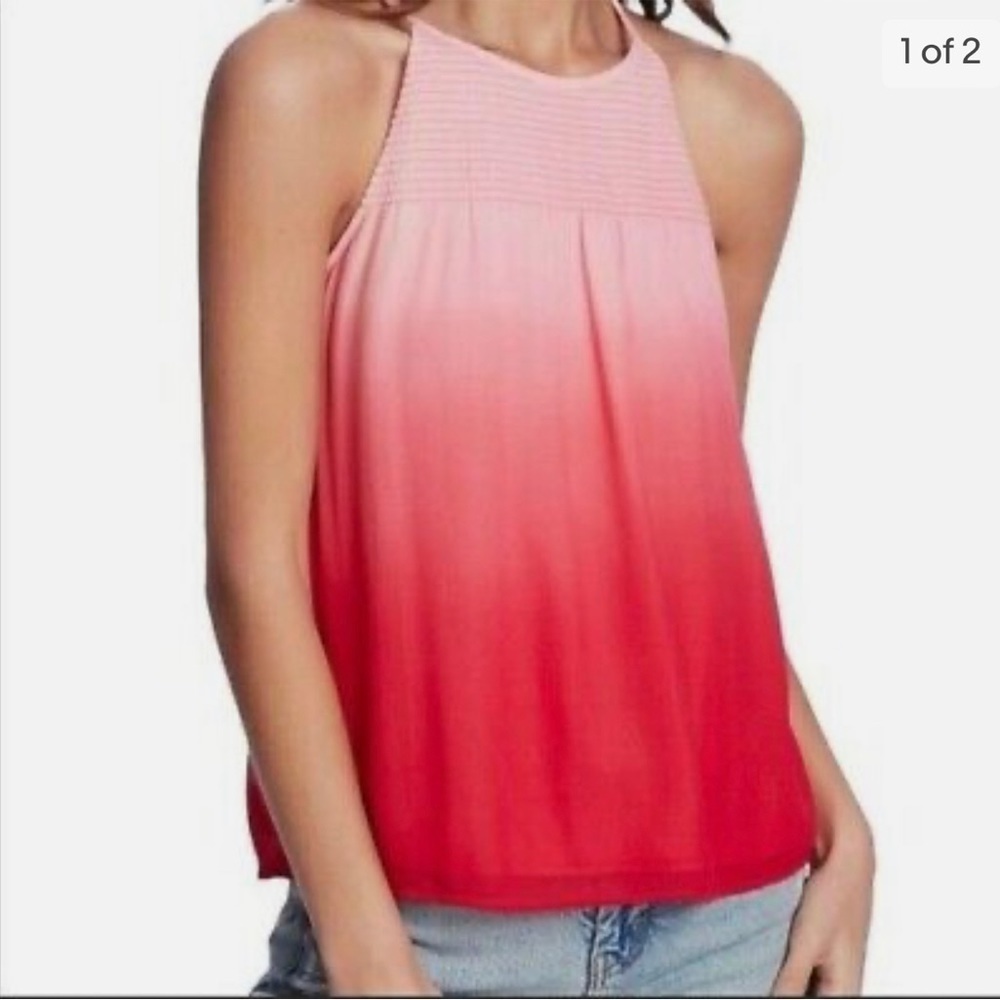 1. STATE NWT Halter Dip Dye Blouse Pink Tart XL